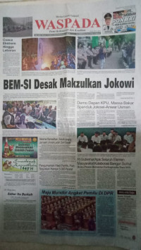 Image of Waspada : Demi Kebenaran dan Keadilan : Selasa, Kliwon, 19 Maret 2024 / 8 Ramadhan 1445 H : No. 278508 Tahun Ke-77